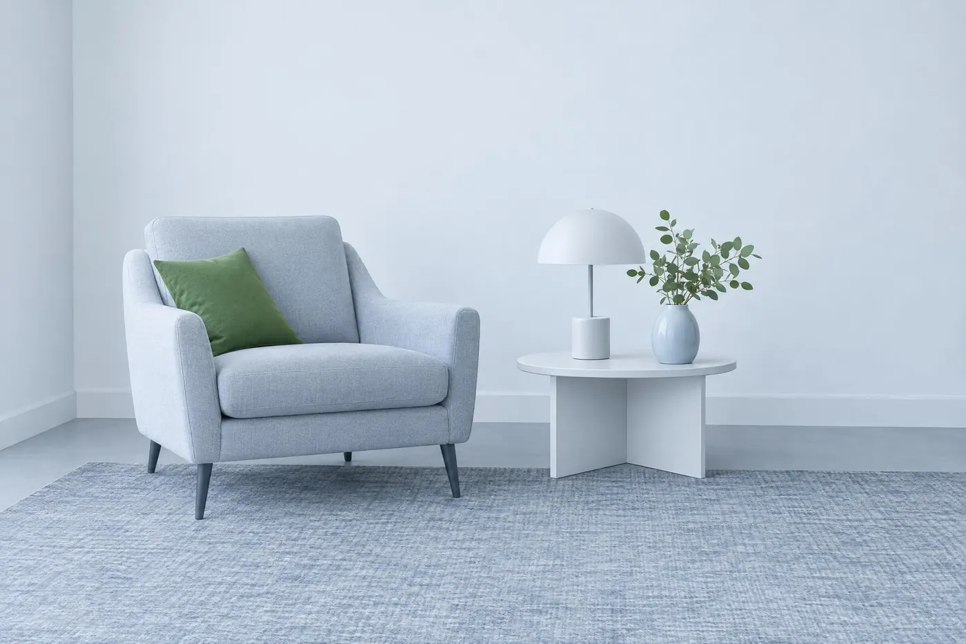 Clinical White: Cool whites and pale blue greys, with one green for the instrument.