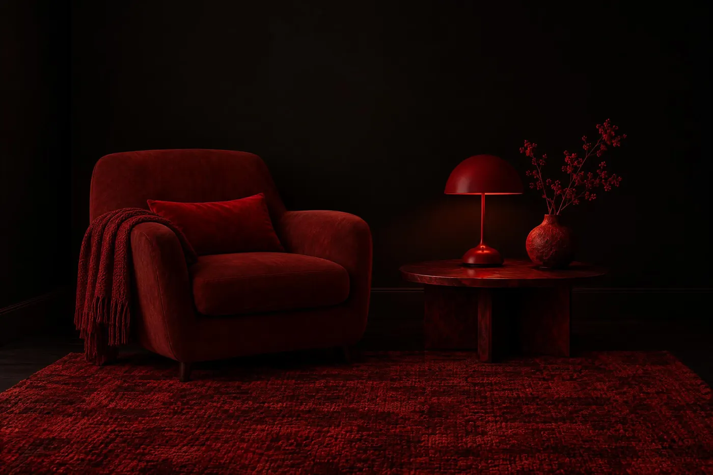 Night Safe Red: Deep reds on pure black, so a reader keeps their dark adapted eyes.