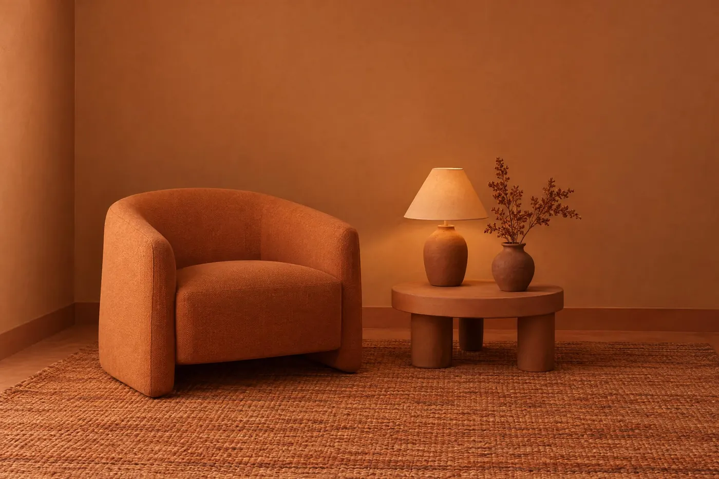 Terracotta: One clay colour at six depths, from raw slip to a hard fired brown.