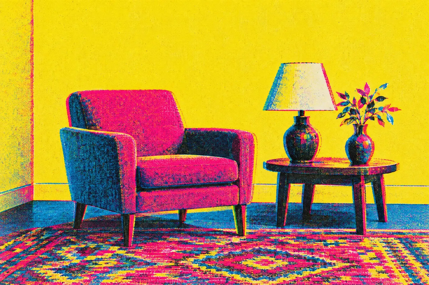 Nineties CMYK: The four printing inks used raw and overprinted, with no colour correction.