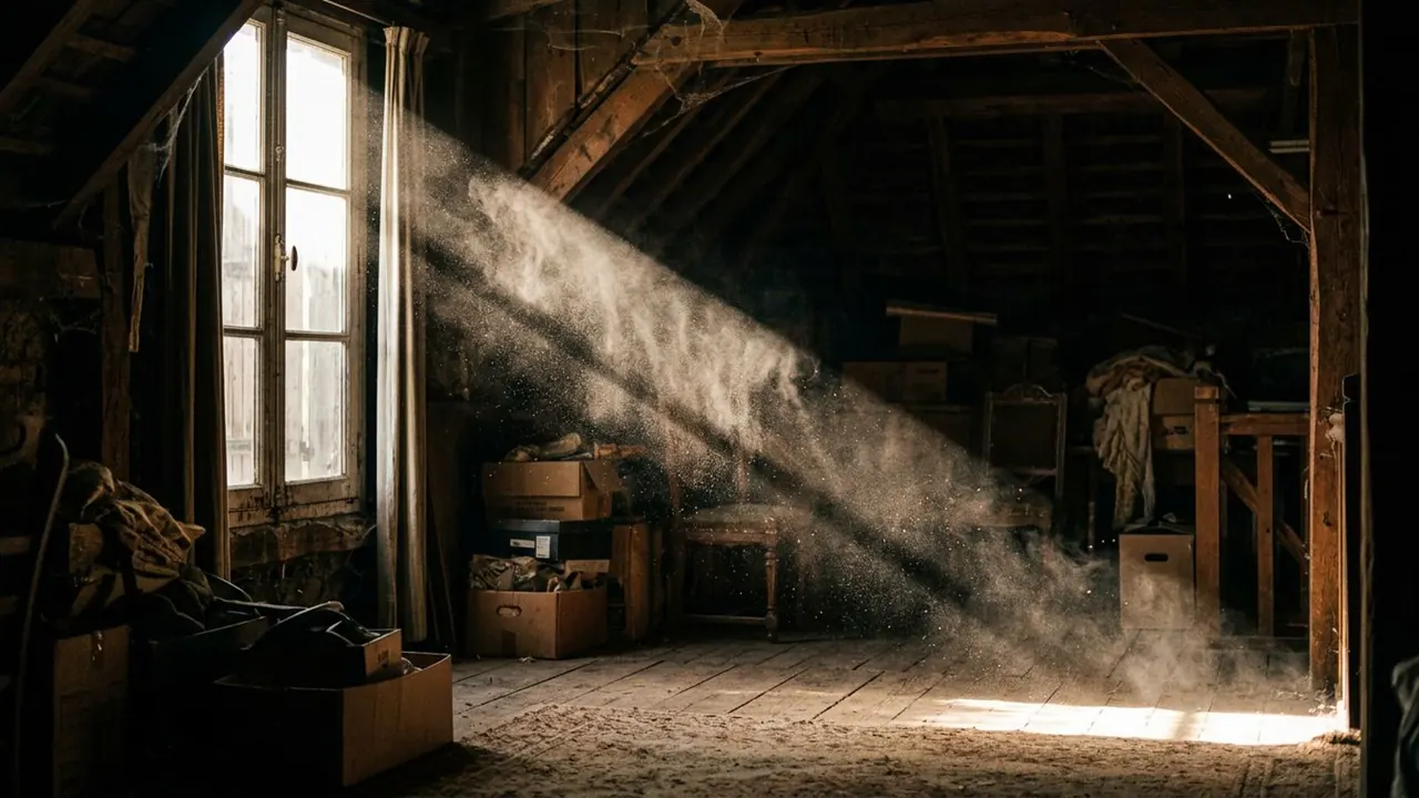 Dust Motes: Fine particles hang in a light beam and mark where the light travels.