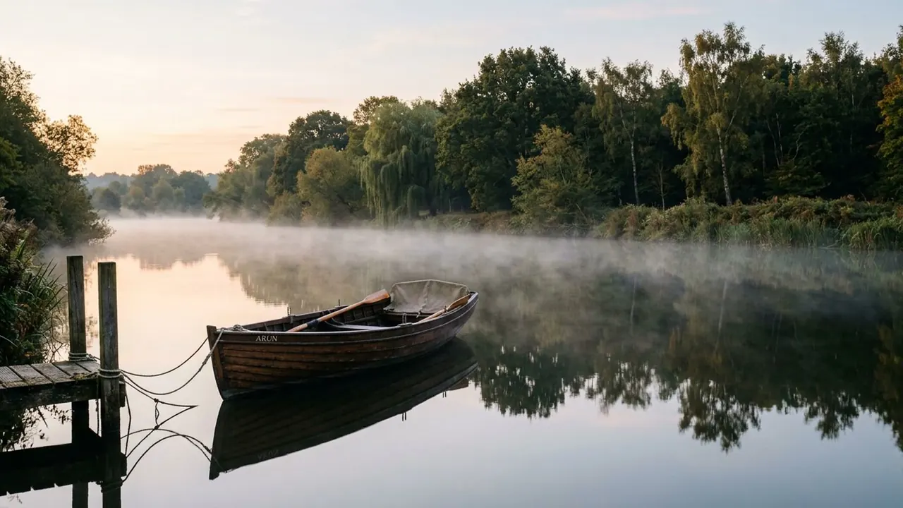 Mist: A light moisture in the air sits low and drifts slowly.