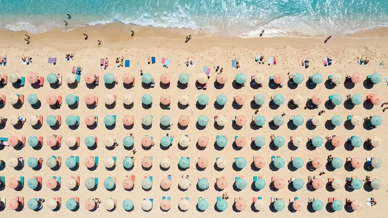 Bird's-Eye View: The camera looks straight down from high above, and the scene reads as a map.