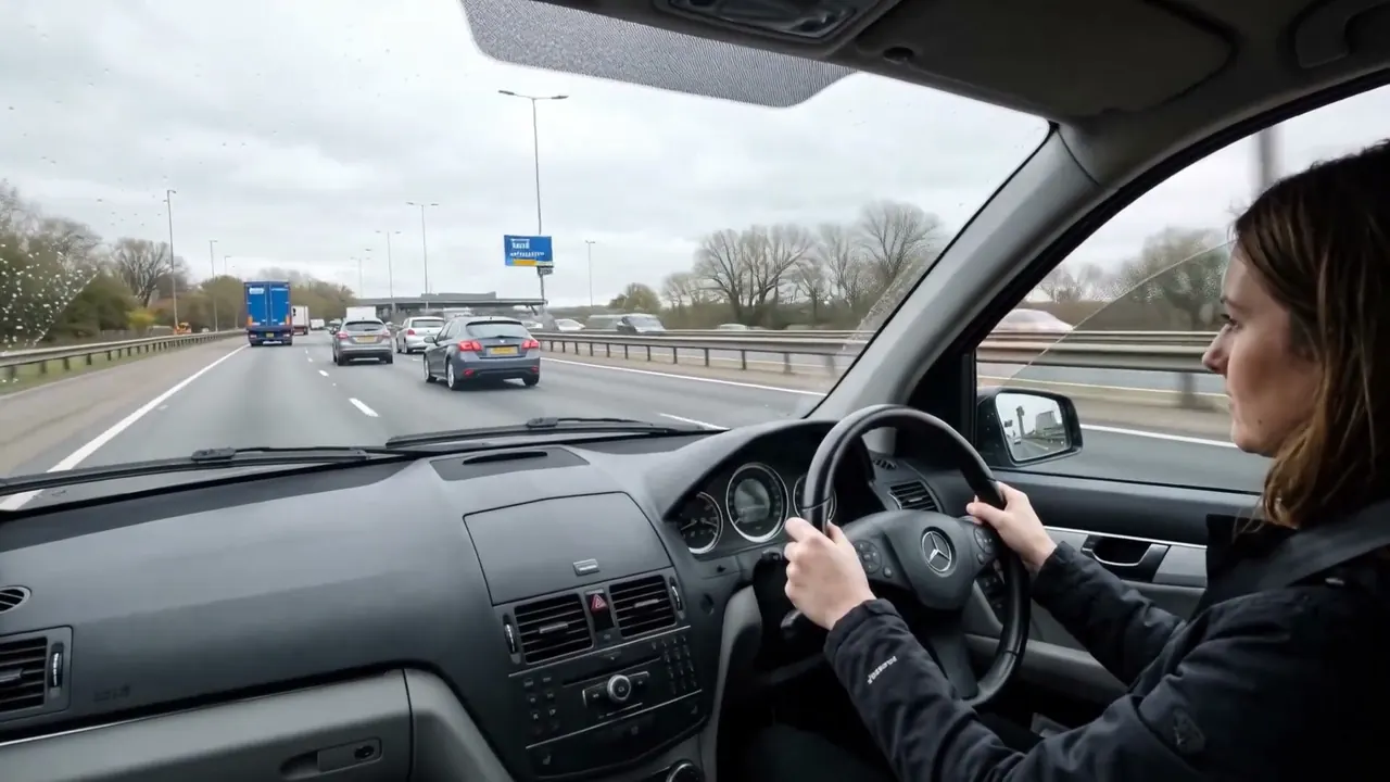 Buckle Up: The camera sits fixed in a vehicle and the world slams past.