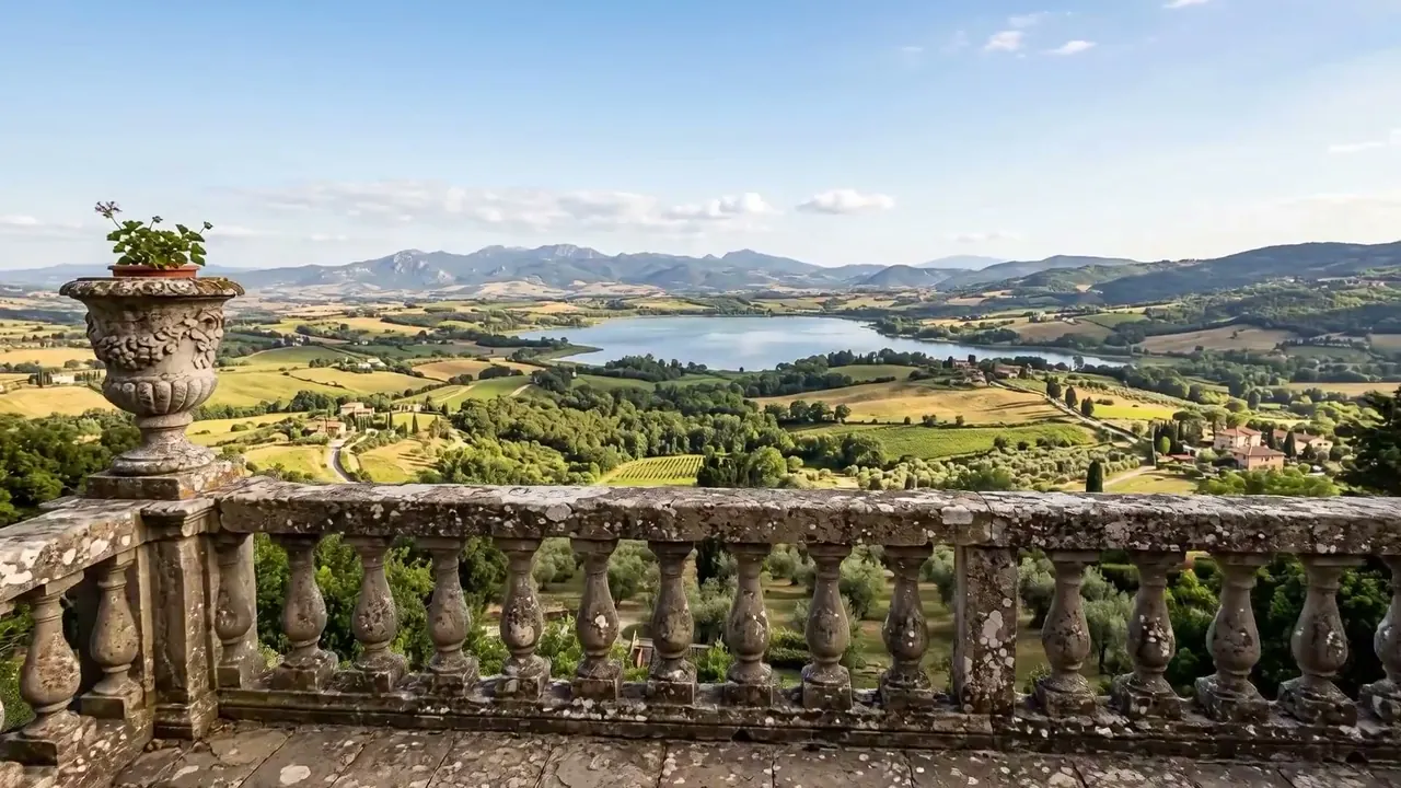 Pan Right: The camera turns to the right and the view sweeps that way.