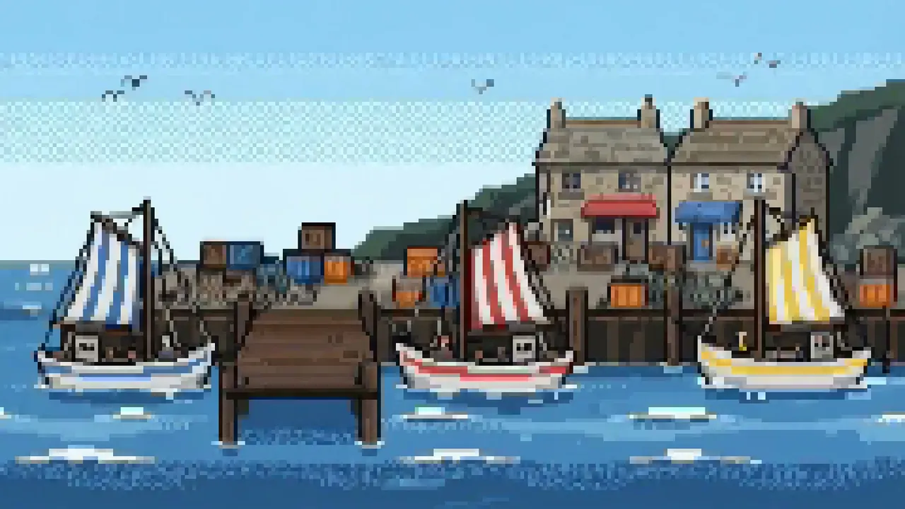 Pixel Art: The image is built from a coarse grid of visible pixels.