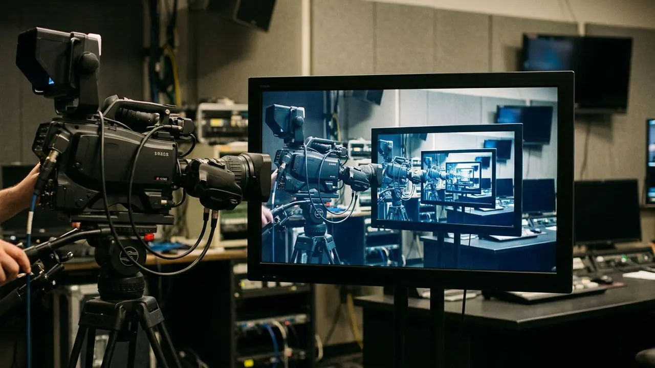 Feedback: A screen shows the scene it sits in, repeating into itself.
