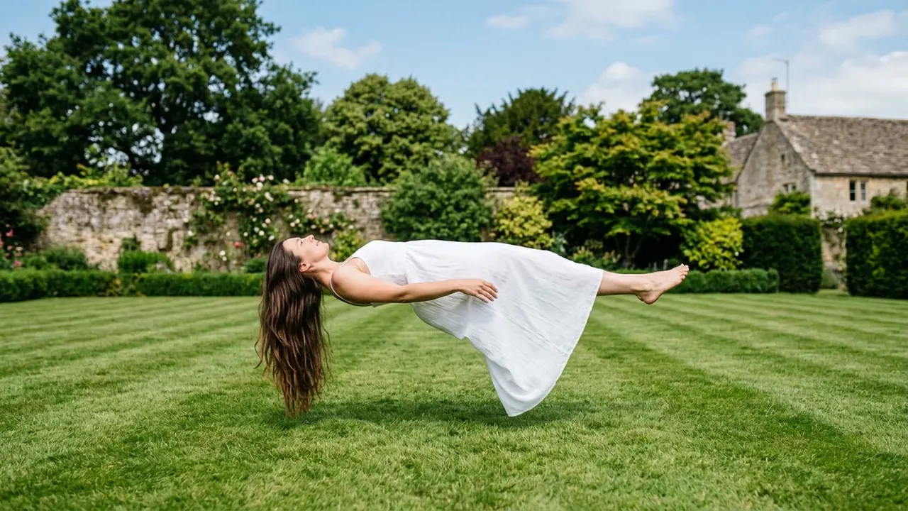 Levitation: A figure hangs in the air with nothing holding them.