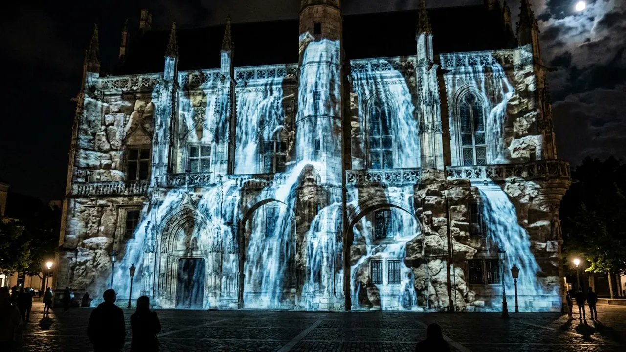 Projections: A projected image lands on a real surface and wraps its shape.