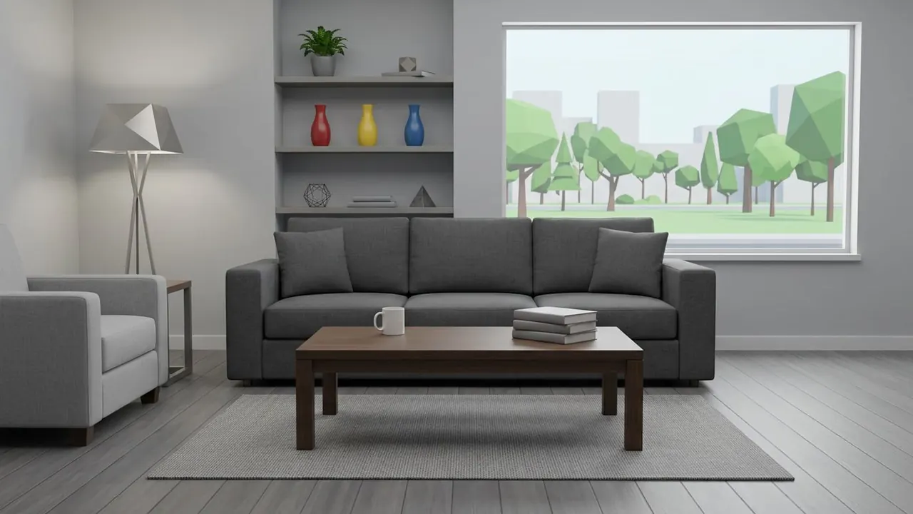 3D Render: The scene reads as a computer render rather than a photograph.