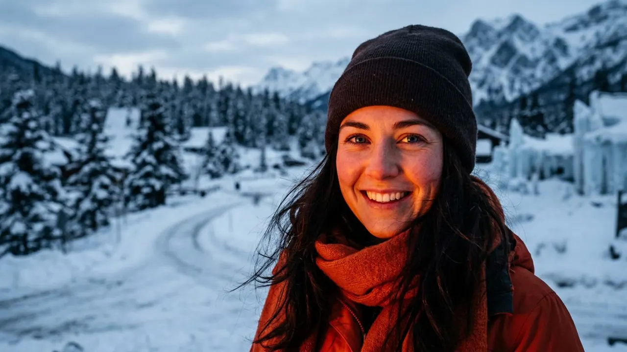 Cold Vision: A warm face burns against a frozen desaturated world.