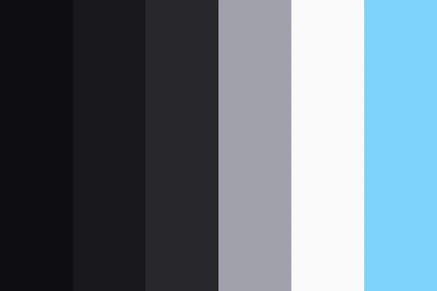 Dark Interface: Three near-black surfaces, two greys of text and one cool accent.