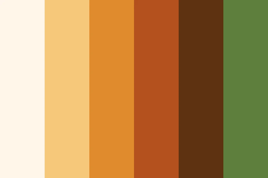Food Warm: Creams, honey ambers and roasted browns, with one green for something fresh.