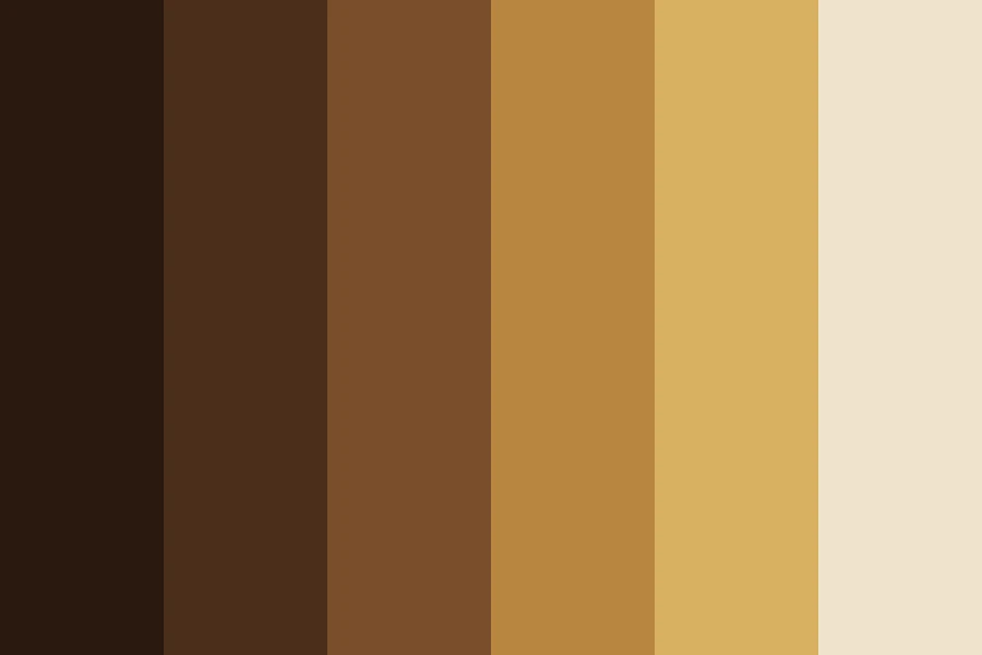 Brass and Walnut: Dark wood climbing into warm metal, with one cream to lift it.