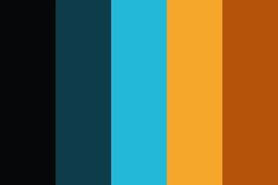 Amber and Cyan: Amber light sources against cyan haze, on a black wet ground.