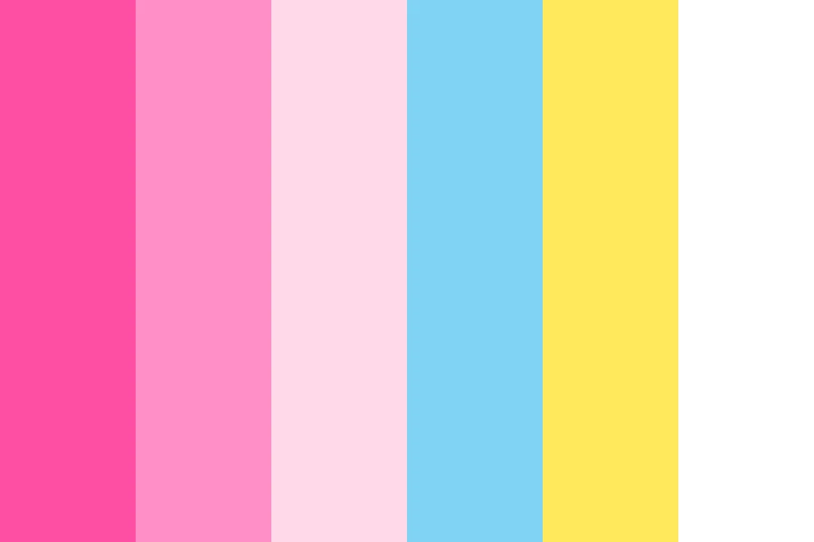 Bubblegum Pop: Hot pink leading, sky blue supporting, and nothing darker than a mid tone.