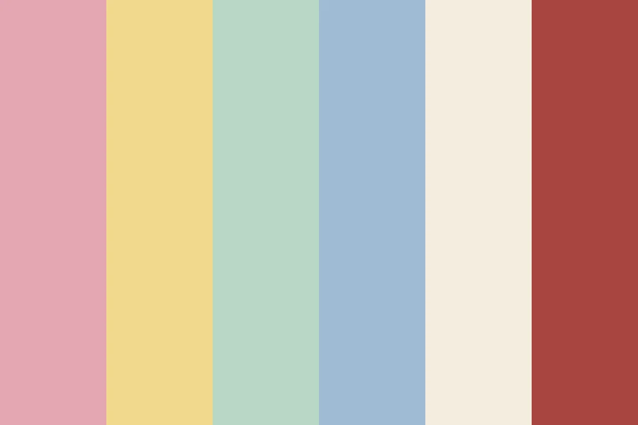Pastel Symmetry: Chalky pastels in flat even light, with one muted deep colour to anchor them.