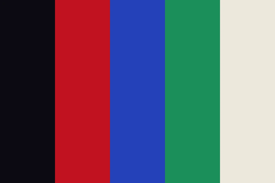 Primary Gel Wash: Saturated coloured light thrown across a dark room, one hue per surface.