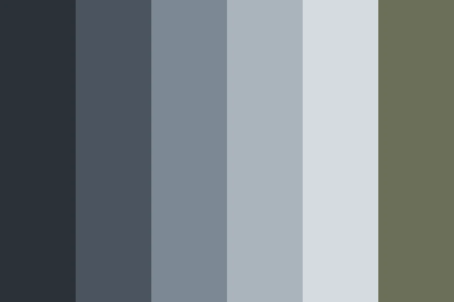 Steel Blue Grey: Cold blue-greys with one dull olive, and no warm colour anywhere.