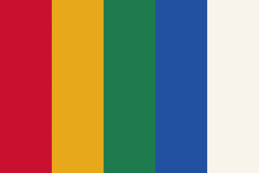 Technicolor Three Strip: Ruby, emerald and sapphire at full strength, on brilliant white.
