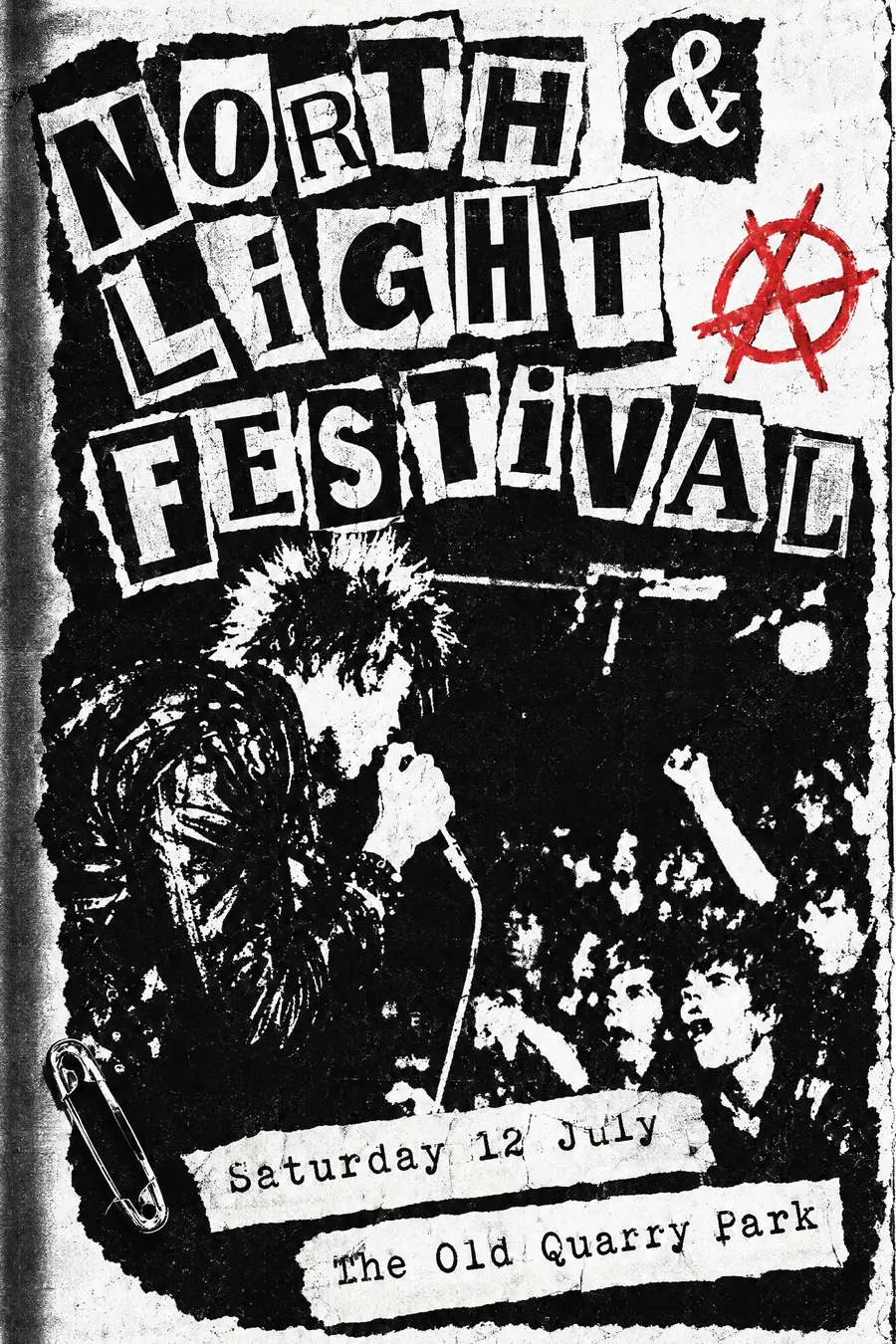 Punk Photocopied Fanzine: Third-generation photocopy: crushed blacks, ransom-note letters and everything slightly skewed.