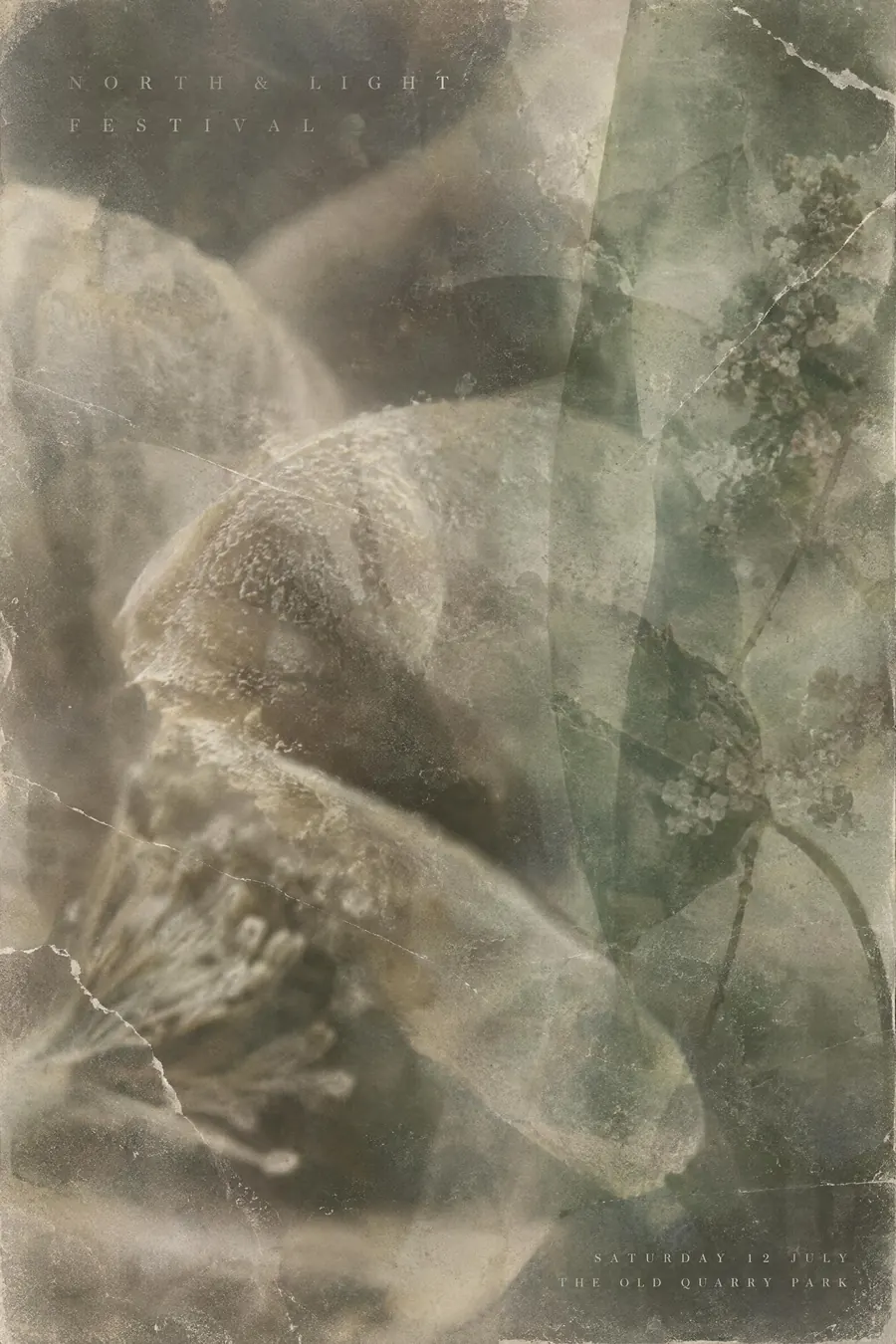 4AD Records: A photograph of something unidentifiable, layered and soft, with type dissolved into it.
