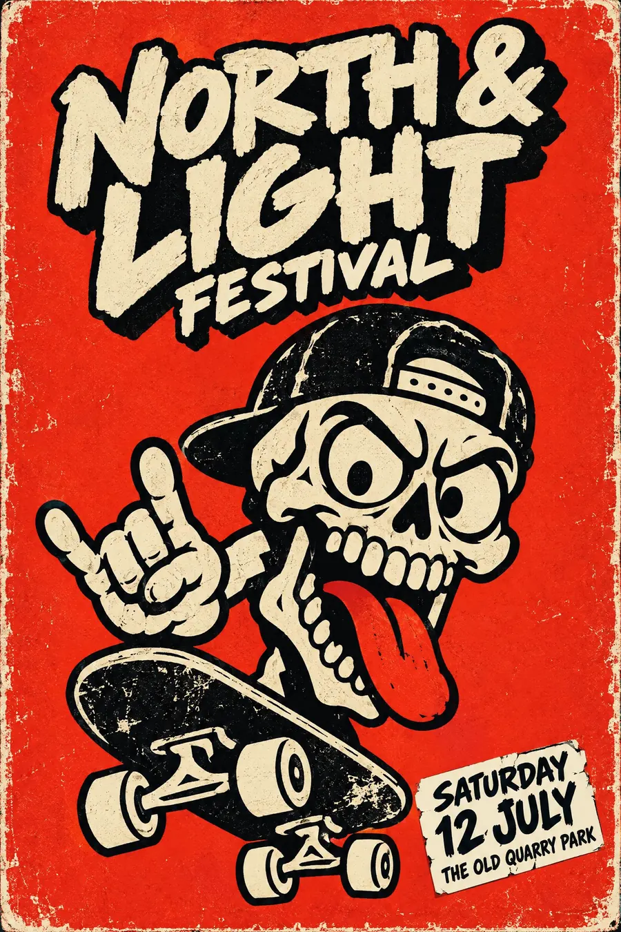 Skateboard Graphics: A cartoon or a logo pushed to the edge of taste, screened flat on a coloured ground.