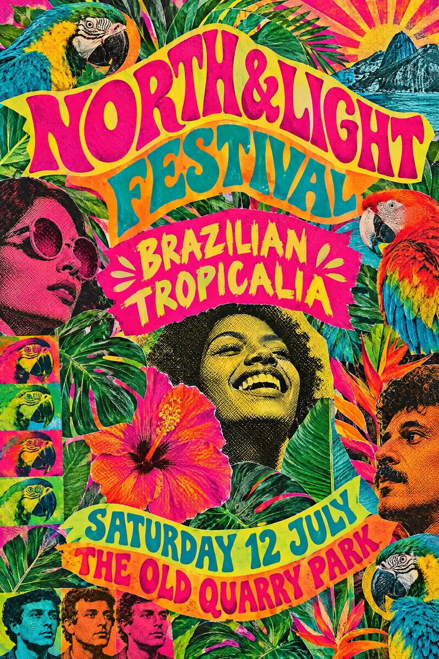 Brazilian Tropicalia: Tropical colour, collage and psychedelia crashed together, deliberately and joyfully.