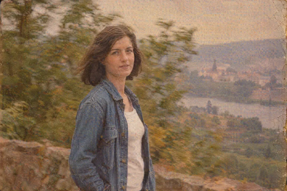 Autochrome: The first practical colour: a pastel mosaic of dyed potato starch grains on glass.
