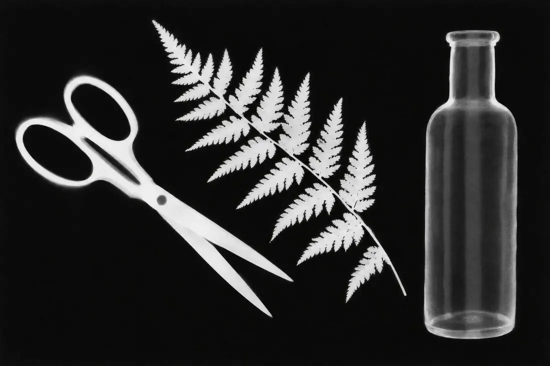 Photogram: No camera at all: objects lie on the paper, so the result is a white outline on black.