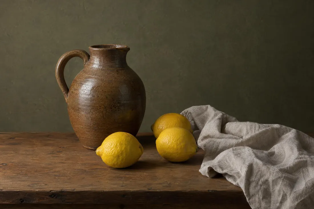 Still life photography: One light, one table, and every object placed by hand.