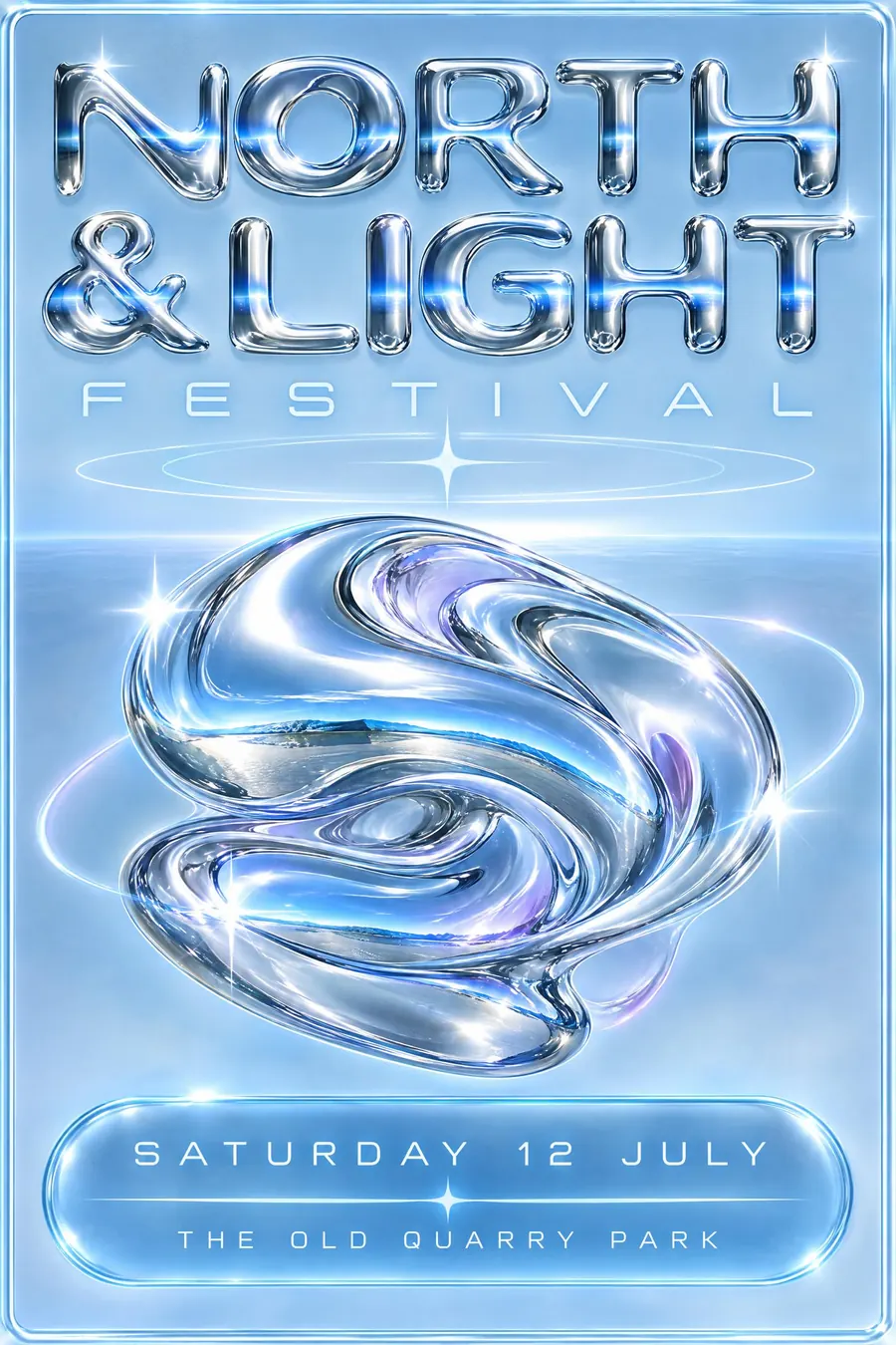 Y2K Chrome: Liquid chrome, lens flares and translucent blue, from a moment that thought the future was glass.
