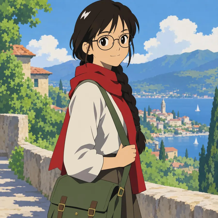 Anime Cel: Flat colour with the shadow cut into one hard graphic shape, under a thin even line.