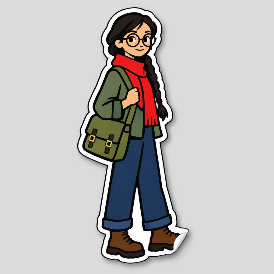 Sticker Character: A character with a thick white keyline around it, cut out and stuck on.