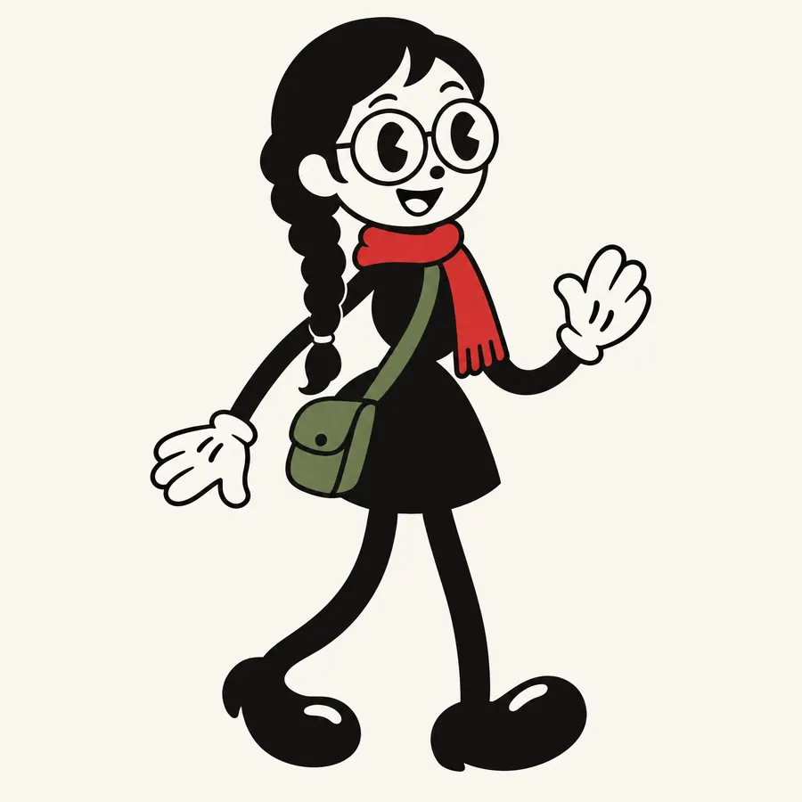 Rubber Hose: Limbs drawn as bending tubes with no joints at all, and a body built from circles.
