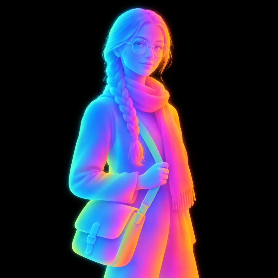 Iridescent Gradient: A form with no colour of its own, washed in a continuous spectrum that ignores its materials.