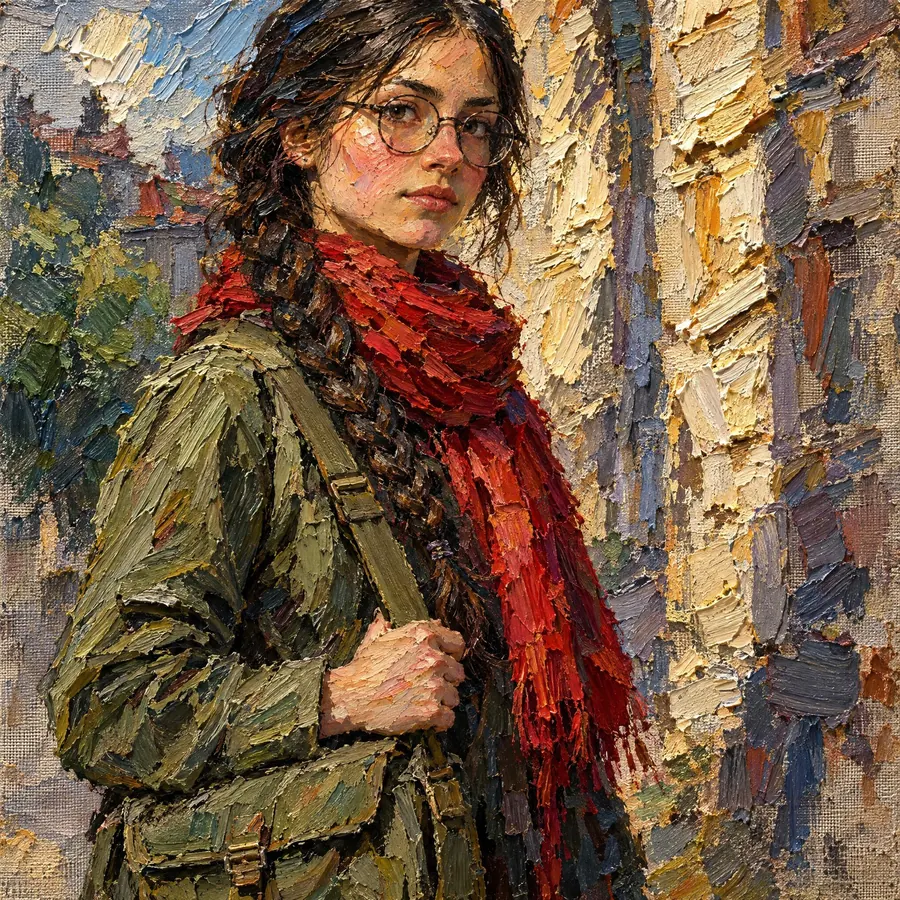 Oil Impasto: Paint thick enough to hold the mark, so the surface has real height and casts shadows.