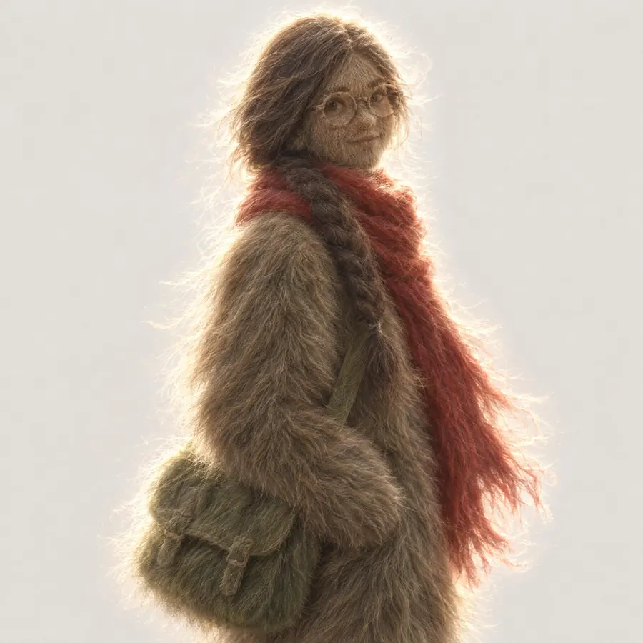 Long Pile Fur: Long soft strands with the ends uncut, so the silhouette dissolves into a halo.